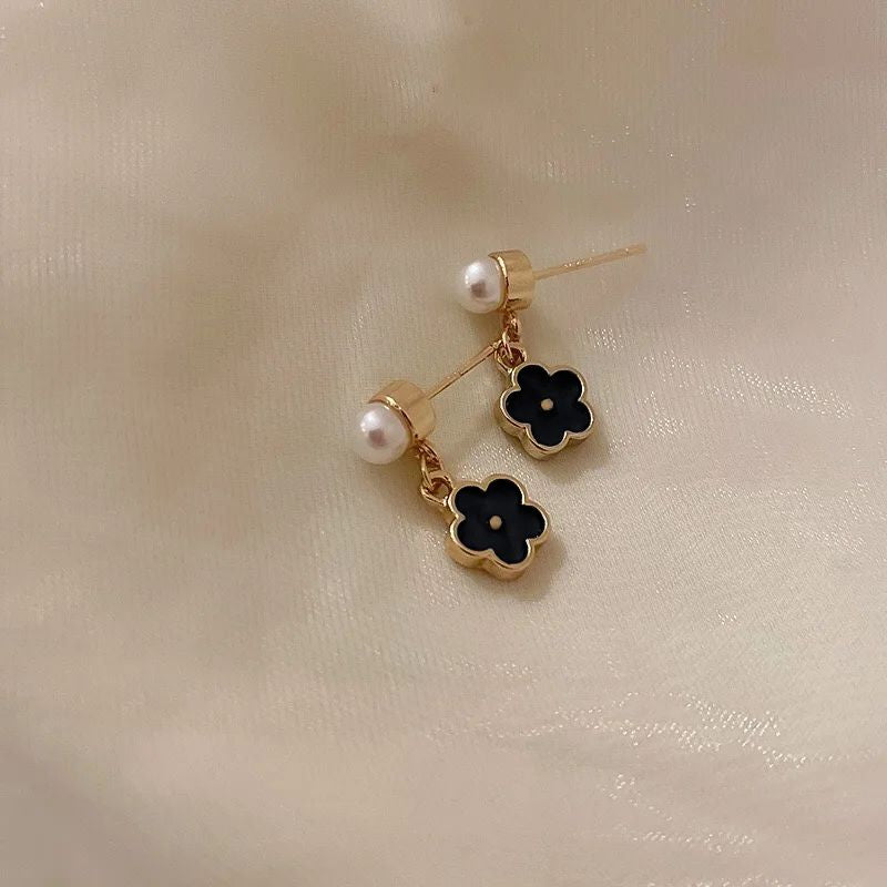 2023 Enamel Flower Earrings: Pearl Hoops, Fashion Jewelry - Shop N Save