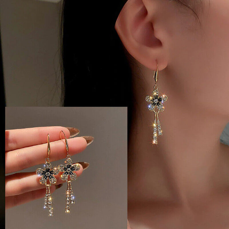 Floral Patched Pearl Décor Ear Tops - Golden - Shop N Save