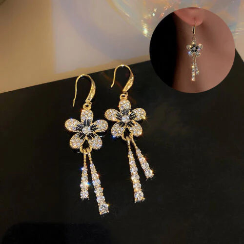 Floral Patched Pearl Décor Ear Tops - Golden - Shop N Save