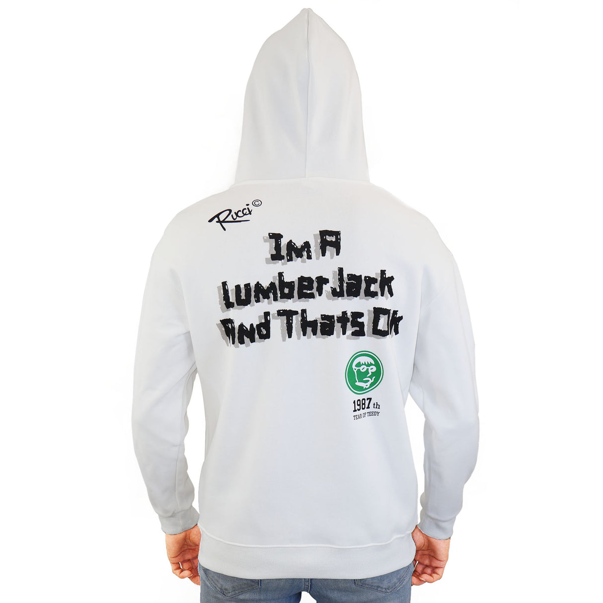 Mens Sweatshirt Rucci Hoodie Pullover Sweater - (White)