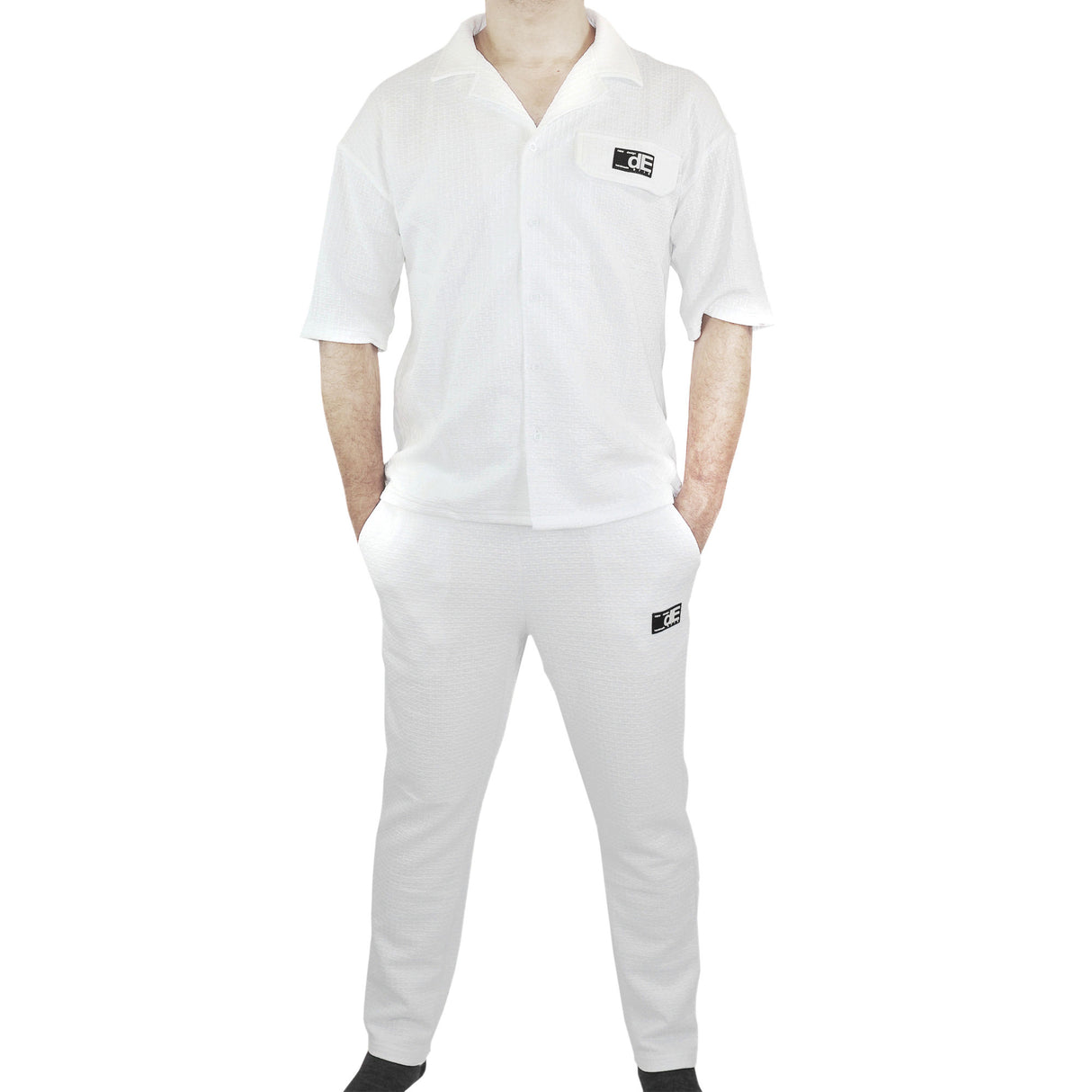 White Men's Tracksuits drop shoulder