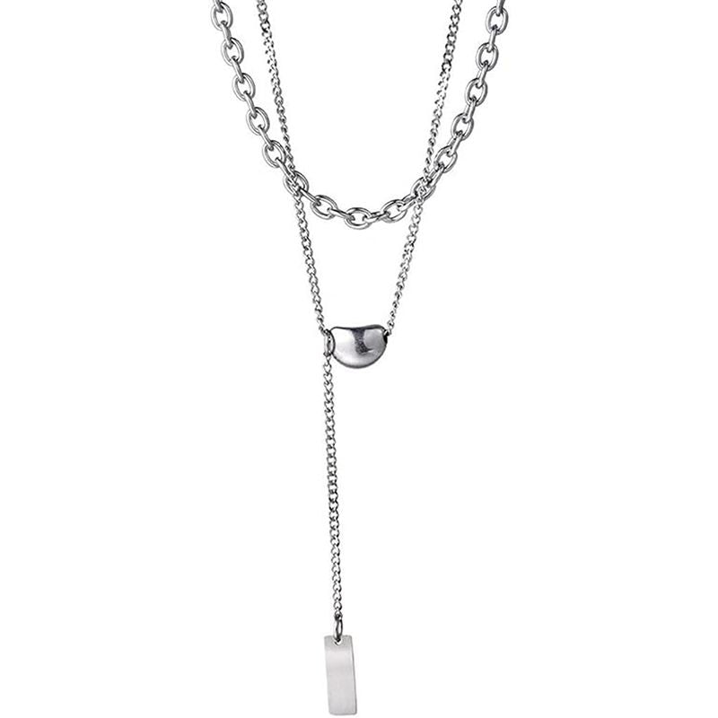 Jude Jewelers Stainless Collar: Double Chain, Bean Charm Necklace - Shop N Save