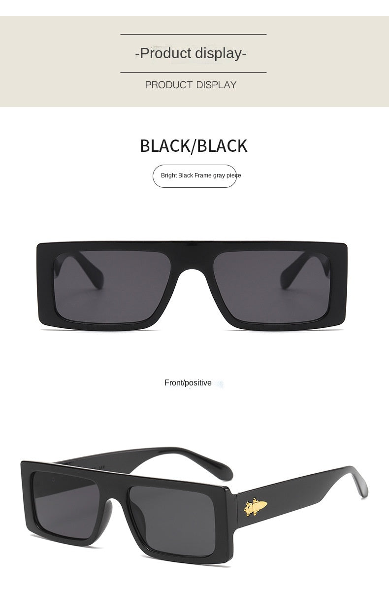 Small Frame Square Metal Decorative Unisex Sunglasses - Black - Shop N Save