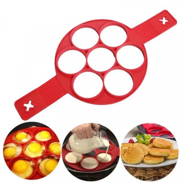 Round Silicone Backing Pancake Cooking Mold - Red - Shop N Save