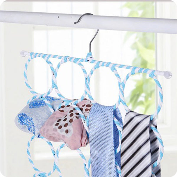 Circles Scarf Multi Rings Belt Tie Organizer Holder - White Pink