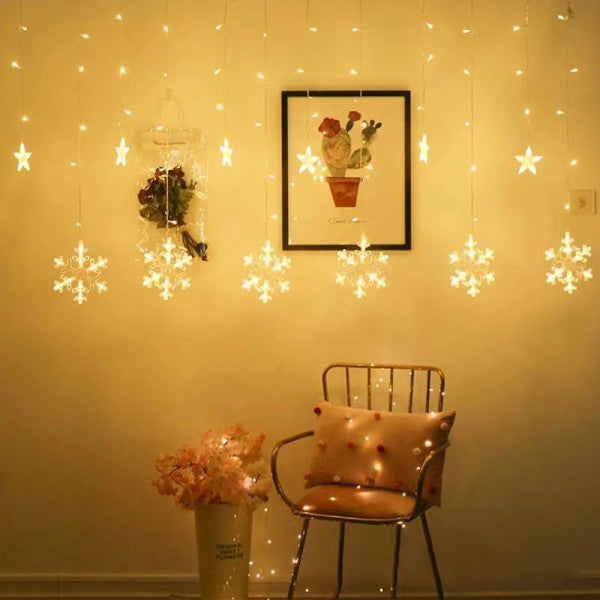 Room Decoration Party String Christmas Snowflake Lights - Yellow