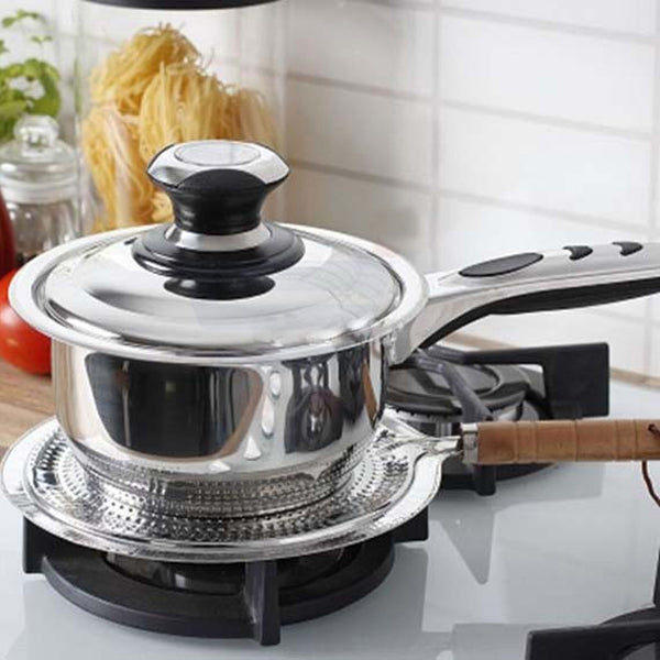 Heat Diffuser Wooden Handle Gas Electric Simmer Ring - Silver - Shop N Save