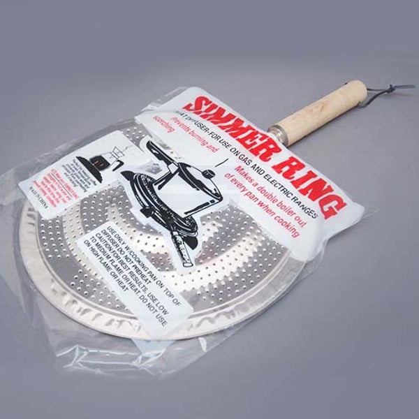 Heat Diffuser Wooden Handle Gas Electric Simmer Ring - Silver - Shop N Save