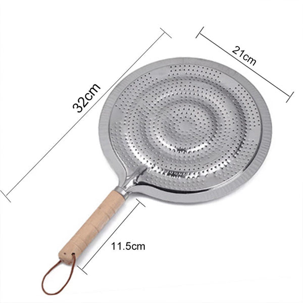 Heat Diffuser Wooden Handle Gas Electric Simmer Ring - Silver - Shop N Save