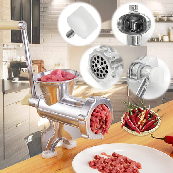 Heavy Duty Manual Meat Mincer Grinder - Silver - Shop N Save
