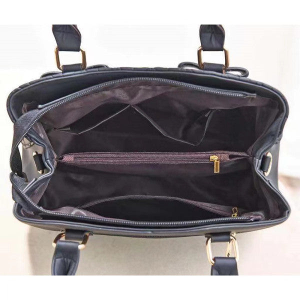 Geometric Embossed Large Fashion Bow Handbag - Light Pink - Shop N Save