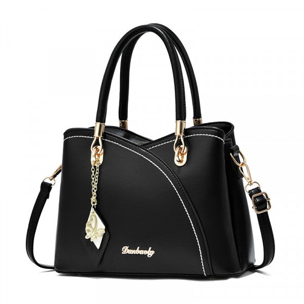 Hight Quality Women Fashion Patchwork Handbag - Jet Black - Shop N Save