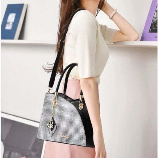 Hight Quality Women Fashion Patchwork Handbag - Jet Black - Shop N Save