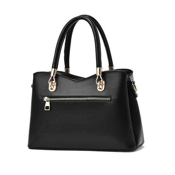 Hight Quality Women Fashion Patchwork Handbag - Jet Black - Shop N Save