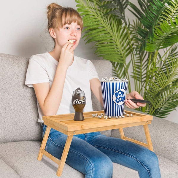 Multifunction Bamboo Folding With Legs Laptop Breakfast Tray - Light Brown - Shop N Save