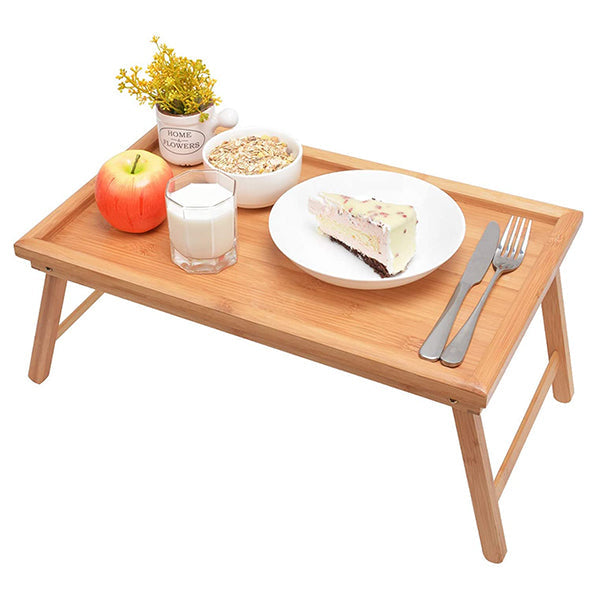 Multifunction Bamboo Folding With Legs Laptop Breakfast Tray - Light Brown - Shop N Save