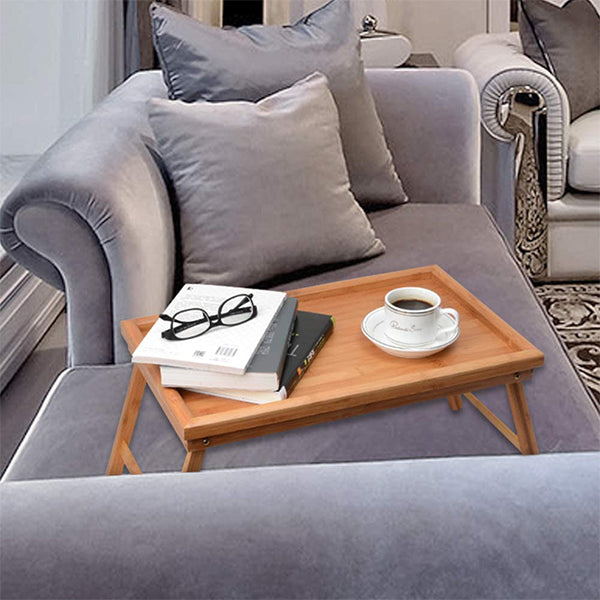 Multifunction Bamboo Folding With Legs Laptop Breakfast Tray - Light Brown - Shop N Save