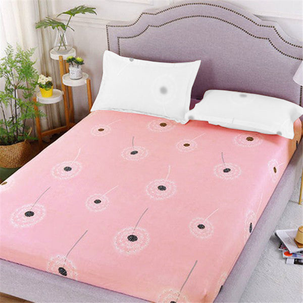 Elastic Easy Fitted Quality Fabric Bed Sheet Cover with 2 Pieces Pillow Cover Set Pink - 150 X 200cm- Light Pink