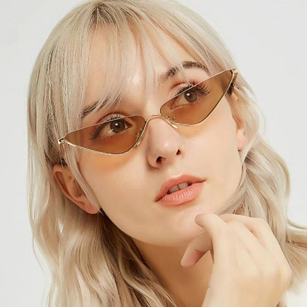 Fashion Triangular Lens Metal Frame Sunglasses - Light Brown - Shop N Save