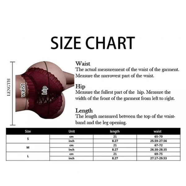 Breathable Lace Up Underwear Panties - Wine Red