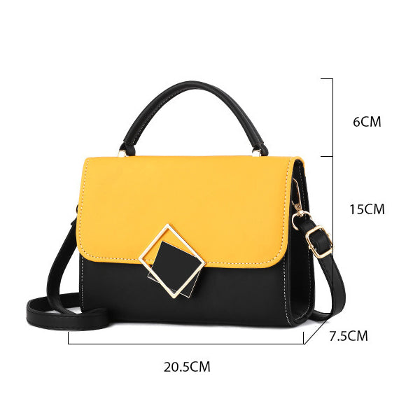 Girls Fashion Color Contrast Small Messenger Bag - Yellow Black - Shop N Save