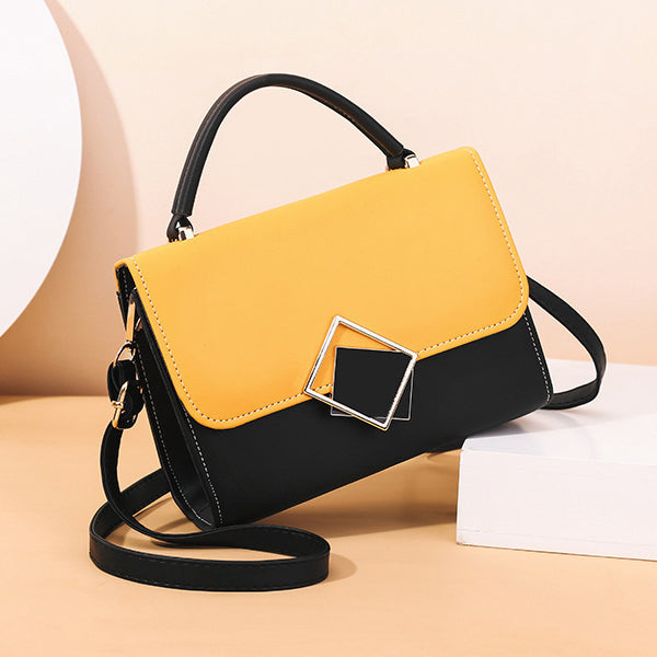 Girls Fashion Color Contrast Small Messenger Bag - Yellow Black - Shop N Save