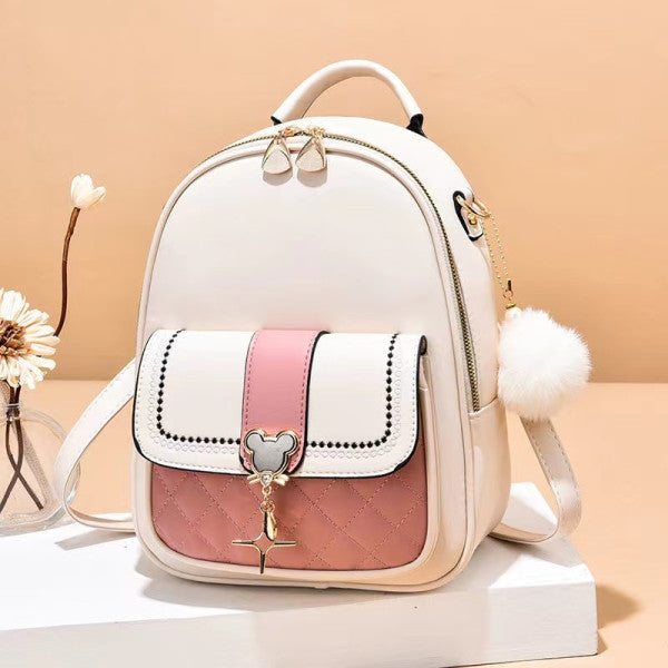 Girls Travelling Synthetic Backpack - Cream White