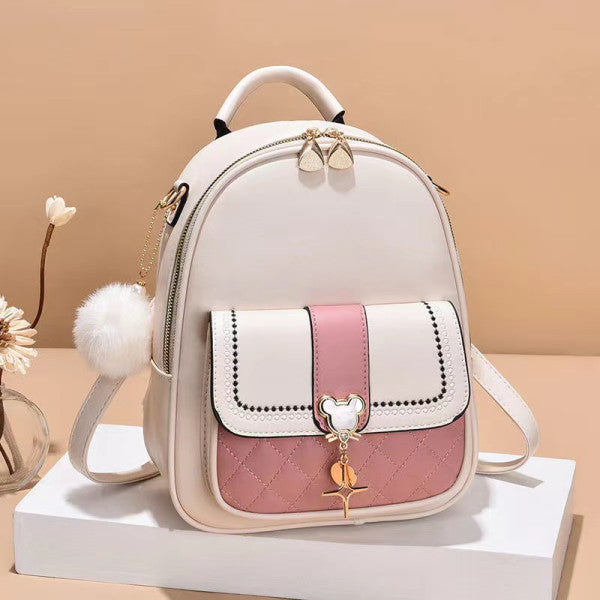 Girls Travelling Synthetic Backpack - Cream White