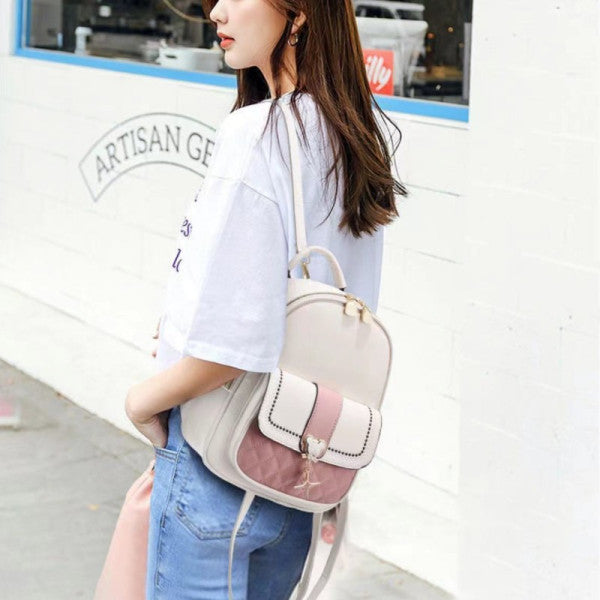 Girls Travelling Synthetic Backpack - Cream White