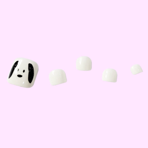 24 Pieces Girls Removable Cute Feet Nails Set With Glue - Black & White - Shop N Save