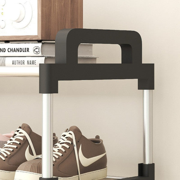 Five Layer Stainless Steel Easy Assembling Shoe Storage Rack - Black Silver - Shop N Save