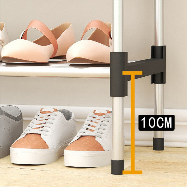 Five Layer Stainless Steel Easy Assembling Shoe Storage Rack - Black Silver - Shop N Save