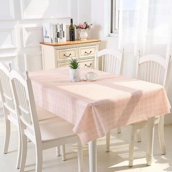 Waterproof Simple Oilproof Lattice Table Cloth - 137x137 CM - Pink