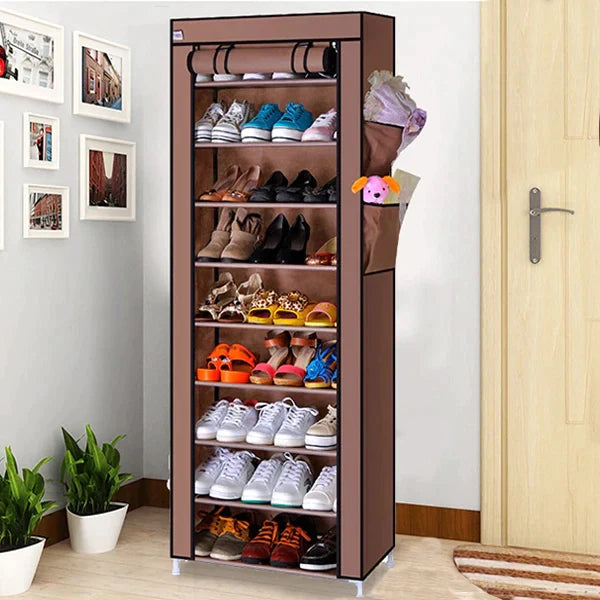 9 Layer Simple Dustproof Storage Shoe Cabinet Rack - Blue - Shop N Save