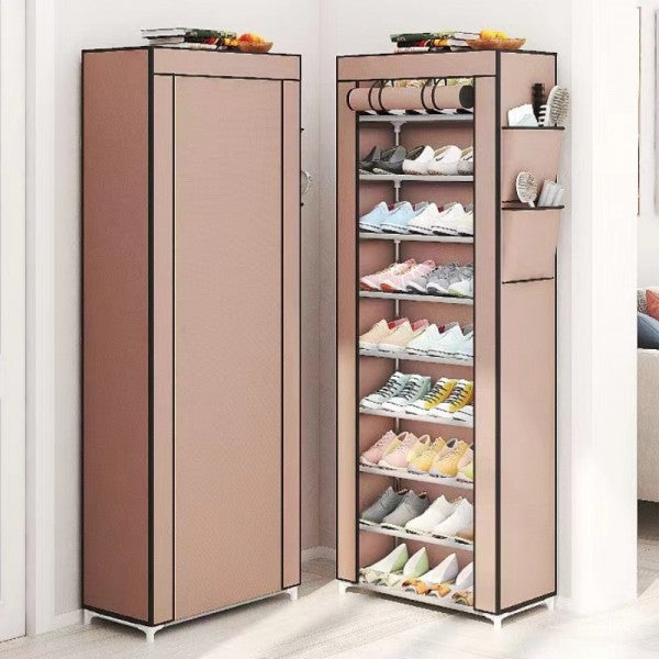 9 Layer Simple Dustproof Storage Shoe Cabinet Rack - Blue - Shop N Save