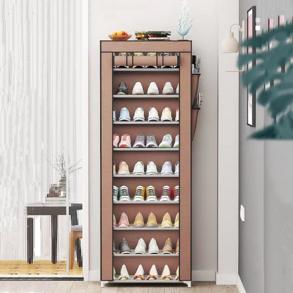 9 Layer Simple Dustproof Storage Shoe Cabinet Rack - Blue - Shop N Save