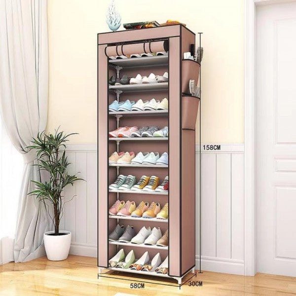 9 Layer Simple Dustproof Storage Shoe Cabinet Rack - Blue - Shop N Save