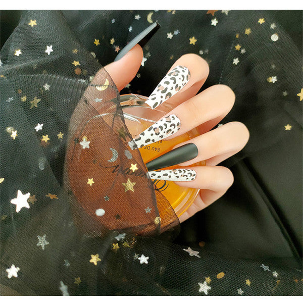 Leopard Print Two Tone Fake Nails - MultiColor