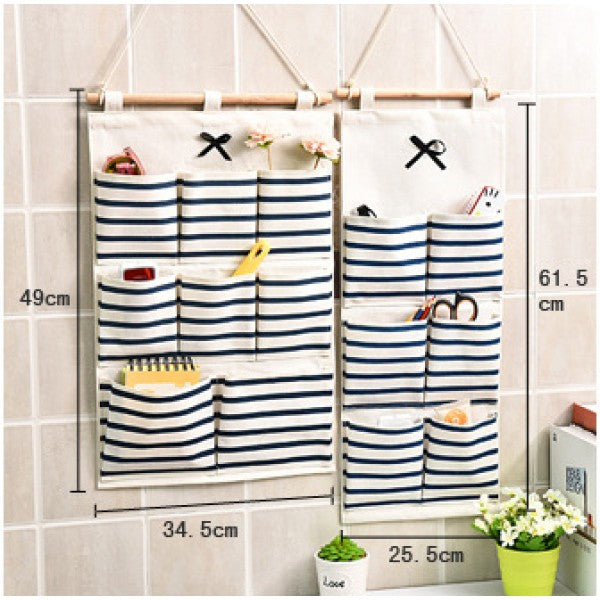 6 Pockets Wall Mounted Fabric Door Organizer Hanging Bag - Shop N Save