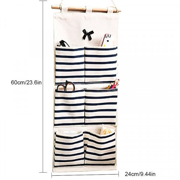 6 Pockets Wall Mounted Fabric Door Organizer Hanging Bag - Shop N Save