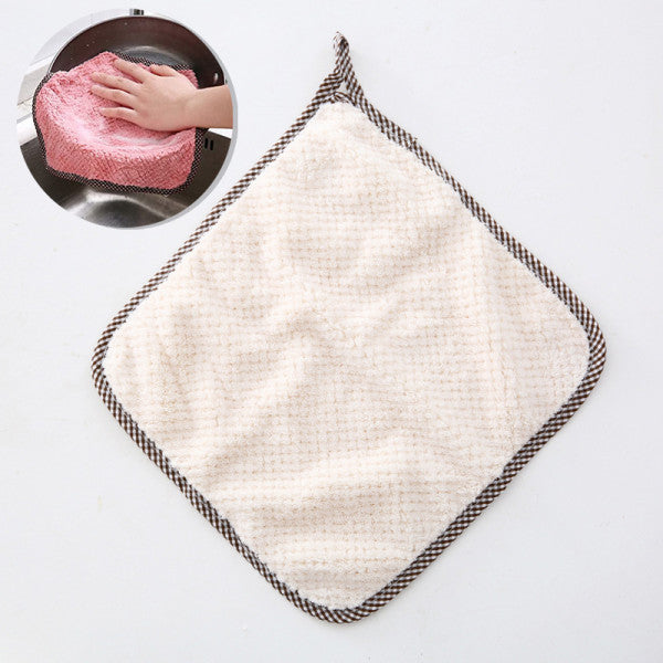 2PCs Hanging Kitchen Towel Lint-Free Absorbent Dish Cloth - BLACK & WHITE