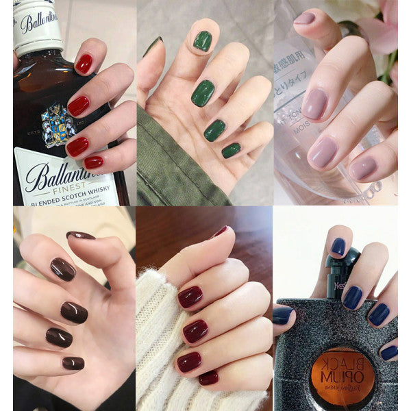 24 PCs Set Glossy Press On Nails Brown Short Fake Nails - Wine Red - Shop N Save