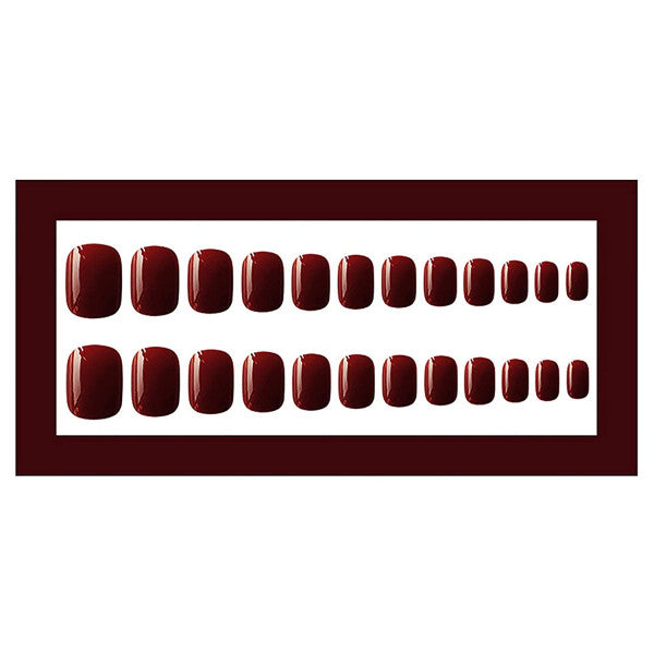24 PCs Set Glossy Press On Nails Brown Short Fake Nails - Wine Red - Shop N Save