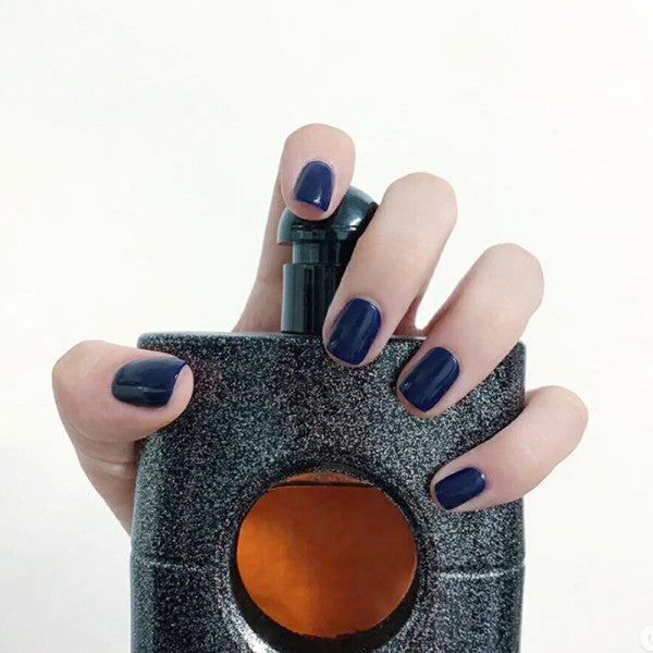 24 PCs Set Glossy Press On Nails Brown Short Fake Nails - Dark Blue - Shop N Save