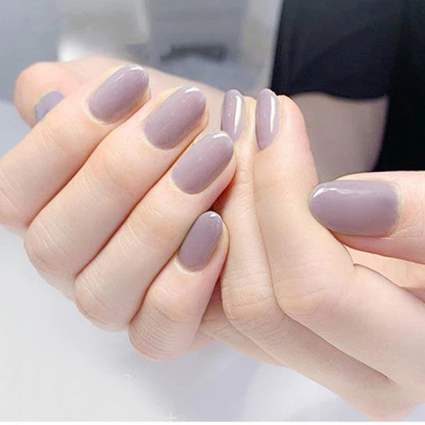 24 PCs Set Glossy Press On Nails Brown Short Fake Nails - Light Purple - Shop N Save