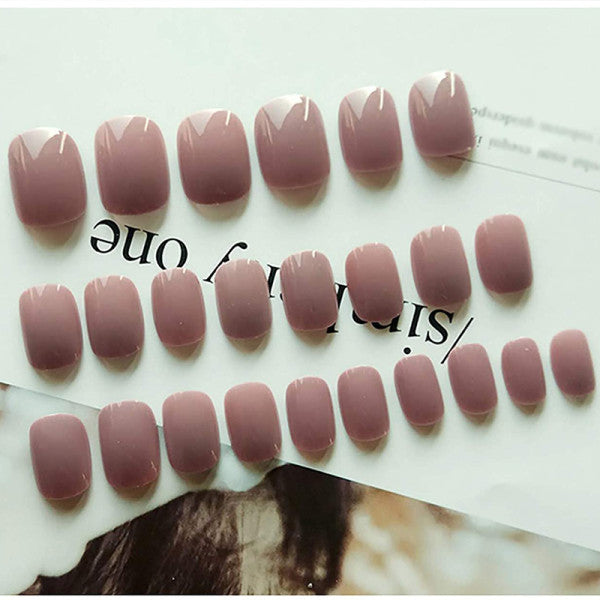 24 PCs Set Glossy Press On Nails Brown Short Fake Nails - Light Purple - Shop N Save