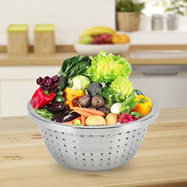 Stainless Steel Vegetables Fruits Basket Strainer - 24cm - Silver