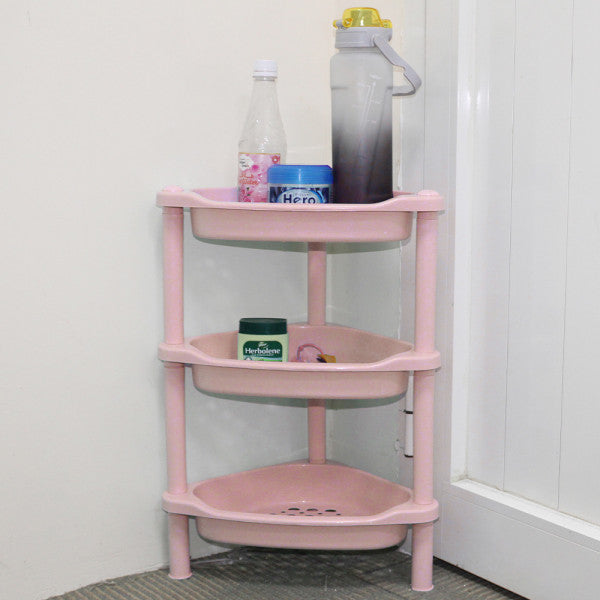 Three Layer Triangle Shaped Corner Rack - Pink - Shop N Save