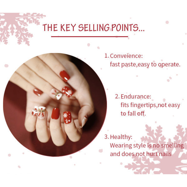 12 PCs Checkered Print Shiny Party Wear Fake Nails - BROWN WHITE - Shop N Save