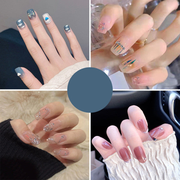 12 PCs Checkered Print Shiny Party Wear Fake Nails - BROWN WHITE - Shop N Save